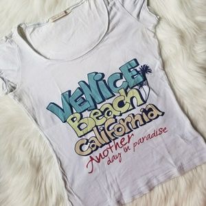 Venice Beach California graphic white top size S